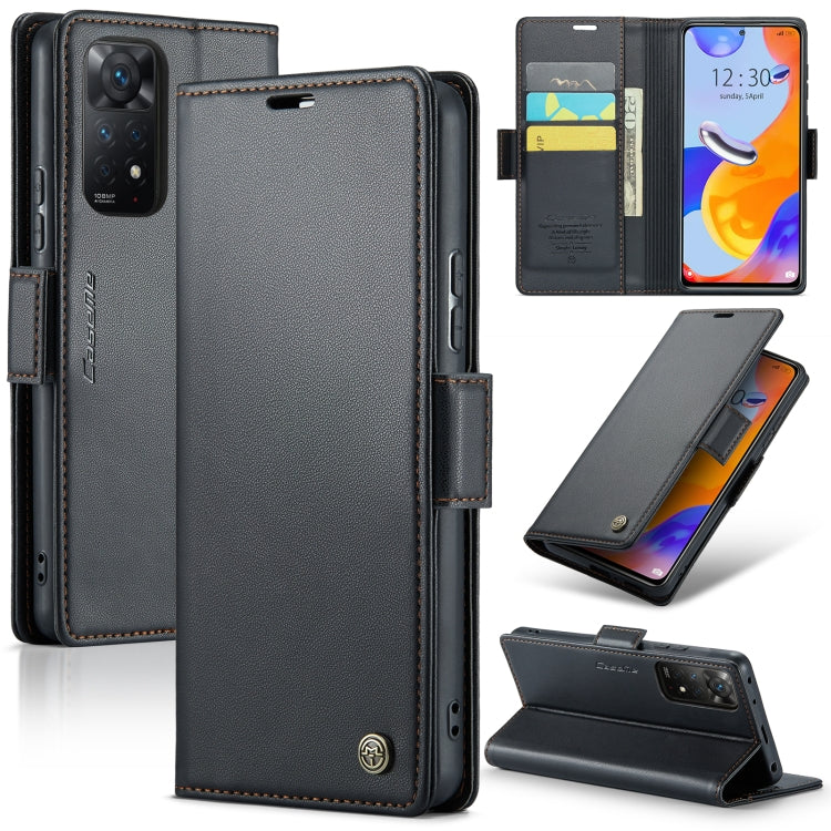 CaseMe 023 Butterfly Buckle Litchi Texture RFID Anti-theft Leather Phone Case For Xiaomi Redmi Note 11 Pro 5G Global/Redmi Note 11 Pro Global(Black) - Redmi Note 11 Pro Case by CaseMe | Online Shopping South Africa | PMC Jewellery