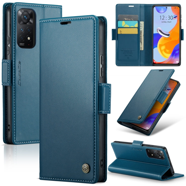 CaseMe 023 Butterfly Buckle Litchi Texture RFID Anti-theft Leather Phone Case For Xiaomi Redmi Note 11 Pro 5G Global/Redmi Note 11 Pro Global(Blue) - Redmi Note 11 Pro Case by CaseMe | Online Shopping South Africa | PMC Jewellery