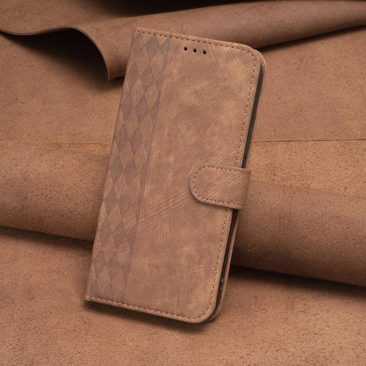 For Samsung Galaxy S21 Ultra 5G Plaid Embossed Leather Phone Case(Brown) - free shipping - PMC TechLife - Order now!