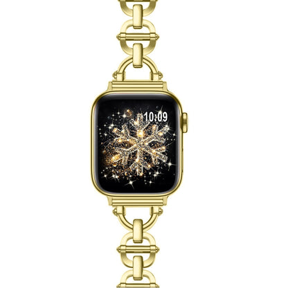 Ladder Buckle Metal Watch Band For Apple Watch 8 41mm(Gold) - Watch Bands by PMC Jewellery | Online Shopping South Africa | PMC Jewellery