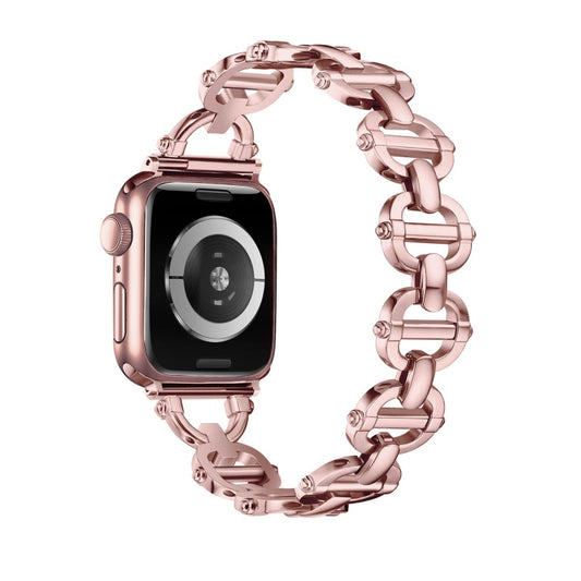 Ladder Buckle Metal Watch Band For Apple Watch 8 45mm(Pink) - Watch Bands by PMC Jewellery | Online Shopping South Africa | PMC Jewellery