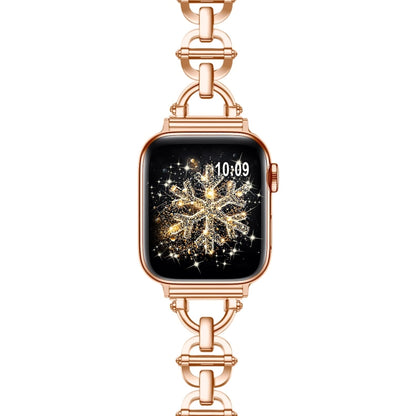 Ladder Buckle Metal Watch Band For Apple Watch 8 45mm(Rose Gold) - Watch Bands by PMC Jewellery | Online Shopping South Africa | PMC Jewellery