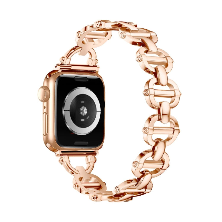 Ladder Buckle Metal Watch Band For Apple Watch 7 41mm(Rose Gold) - Watch Bands by PMC Jewellery | Online Shopping South Africa | PMC Jewellery