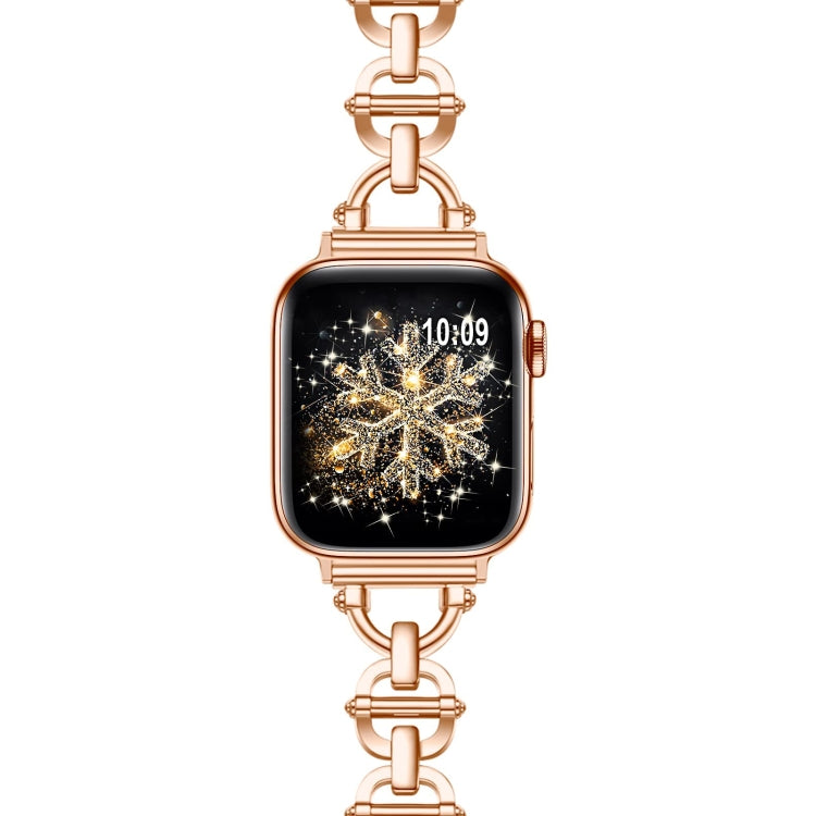 Ladder Buckle Metal Watch Band For Apple Watch 7 41mm(Rose Gold) - Watch Bands by PMC Jewellery | Online Shopping South Africa | PMC Jewellery