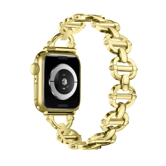 Ladder Buckle Metal Watch Band For Apple Watch SE 2022 44mm(Gold) - Watch Bands by PMC Jewellery | Online Shopping South Africa | PMC Jewellery