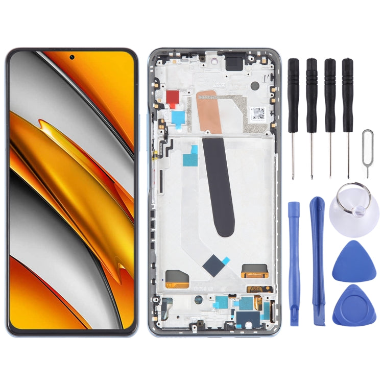 OLED LCD Screen For Xiaomi Poco F3 Digitizer Full Assembly with Frame(Blue) - free shipping - PMC TechLife - Order now!