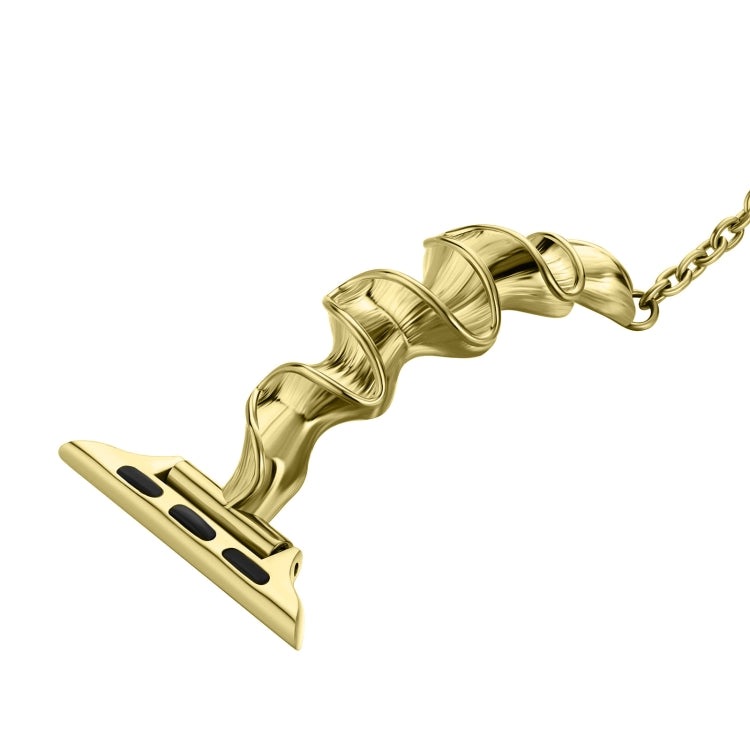 Ribbon Wave Metal Watch Band For Apple Watch 5 44mm(Gold) - Watch Bands by PMC TechLife | Online Shopping South Africa | PMC TechLife