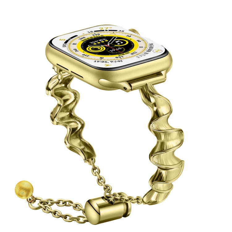 Ribbon Wave Metal Watch Band For Apple Watch 38mm(Gold) - Watch Bands by PMC TechLife | Online Shopping South Africa | PMC TechLife