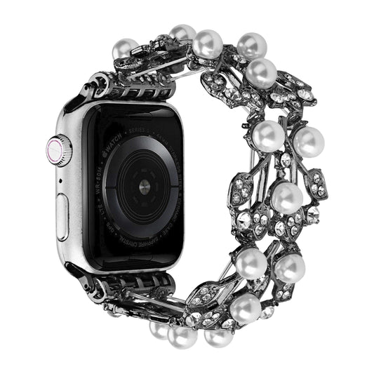 Four-leaf Bead Metal Watch Band For Apple Watch SE 2022 40mm(Black) - Watch Bands by PMC Jewellery | Online Shopping South Africa | PMC Jewellery