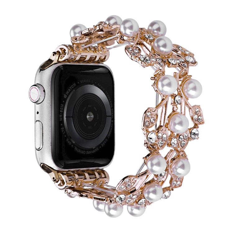 Four-leaf Bead Metal Watch Band For Apple Watch SE 40mm(Rose Gold) - Watch Bands by PMC TechLife | Online Shopping South Africa | PMC TechLife