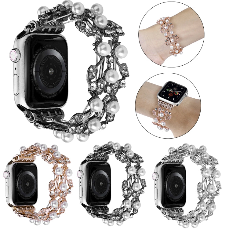 Four-leaf Bead Metal Watch Band For Apple Watch 5 44mm(Silver) - Watch Bands by PMC TechLife | Online Shopping South Africa | PMC TechLife