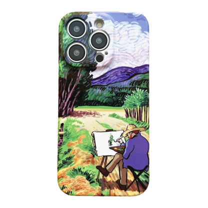 For iPhone 14 Pro Max Precise Hole Oil Painting Pattern PC Phone Case(Painting) - iPhone 14 Pro Max Cases by PMC Jewellery | Online Shopping South Africa | PMC Jewellery