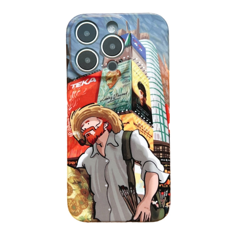 For iPhone 12 Precise Hole Oil Painting Pattern PC Phone Case(Edifice) - iPhone 12 / 12 Pro Cases by PMC TechLife | Online Shopping South Africa | PMC TechLife