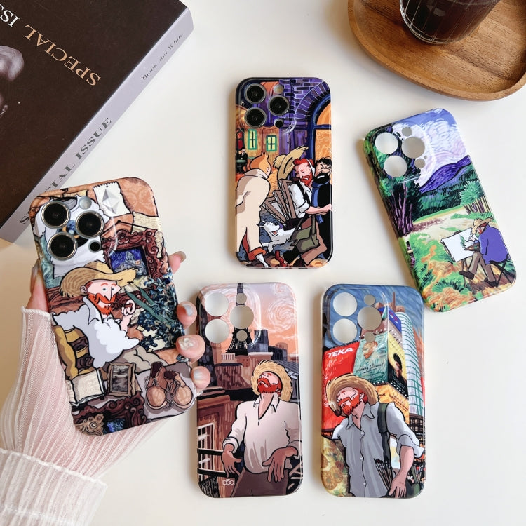 For iPhone 12 Pro Max Precise Hole Oil Painting Pattern PC Phone Case(Edifice) - iPhone 12 Pro Max Cases by PMC TechLife | Online Shopping South Africa | PMC TechLife