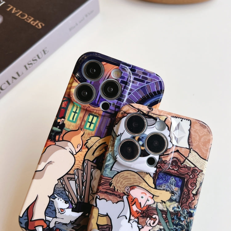 For iPhone 14 Precise Hole Oil Painting Pattern PC Phone Case(Tower) - iPhone 14 Cases by PMC TechLife | Online Shopping South Africa | PMC TechLife