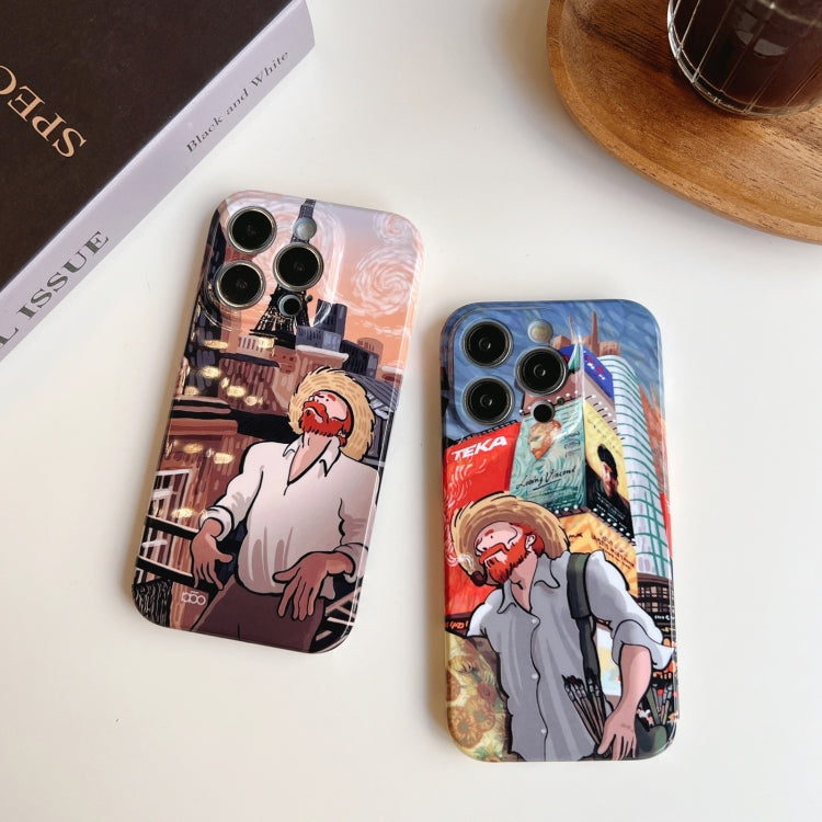 For iPhone 14 Pro Precise Hole Oil Painting Pattern PC Phone Case(Edifice) - iPhone 14 Pro Cases by PMC Jewellery | Online Shopping South Africa | PMC Jewellery