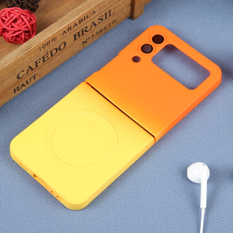 For Samsung Galaxy Z Flip4 Liquid TPU Silicone Gradient MagSafe Phone Case(Orange Yellow) - free shipping - PMC TechLife - Order now!