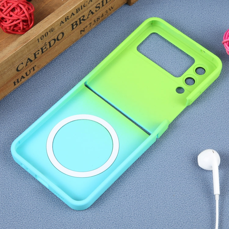For Samsung Galaxy Z Flip4 Liquid TPU Silicone Gradient MagSafe Phone Case(Cyan Blue) - Galaxy Z Flip4 5G Cases by PMC TechLife | Online Shopping South Africa | PMC TechLife