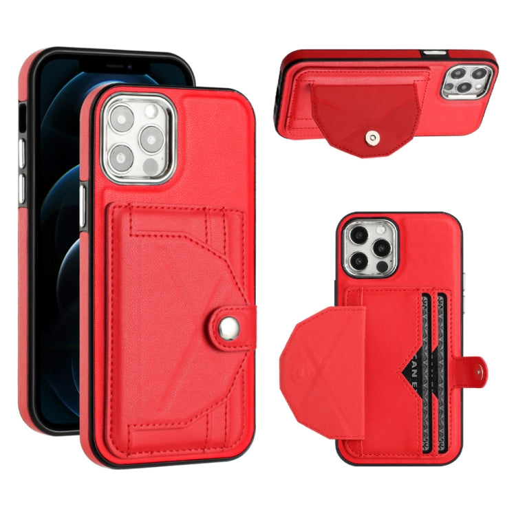 For iPhone 12 / 12 Pro Shockproof Leather Phone Case with Card Holder(Red) - free shipping - PMC TechLife - Order now!