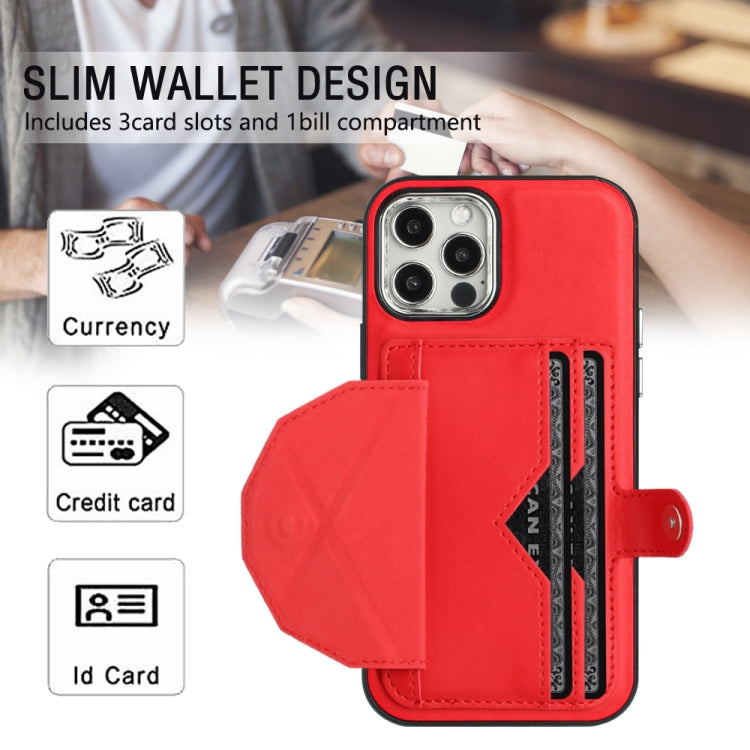 For iPhone 12 / 12 Pro Shockproof Leather Phone Case with Card Holder(Red) - iPhone 12 / 12 Pro Cases by PMC Jewellery | Online Shopping South Africa | PMC Jewellery