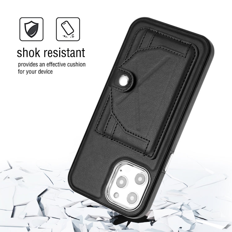 For iPhone 12 Pro Max Shockproof Leather Phone Case with Card Holder(Black) - iPhone 12 Pro Max Cases by PMC Jewellery | Online Shopping South Africa | PMC Jewellery