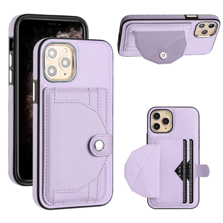 For iPhone 11 Pro Shockproof Leather Phone Case with Card Holder(Purple) - iPhone 11 Pro Cases by PMC Jewellery | Online Shopping South Africa | PMC Jewellery