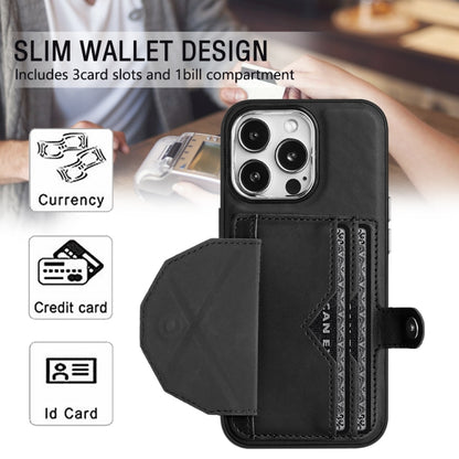 For iPhone 15 Pro Shockproof Leather Phone Case with Card Holder(Black) - iPhone 15 Pro Cases by PMC Jewellery | Online Shopping South Africa | PMC Jewellery