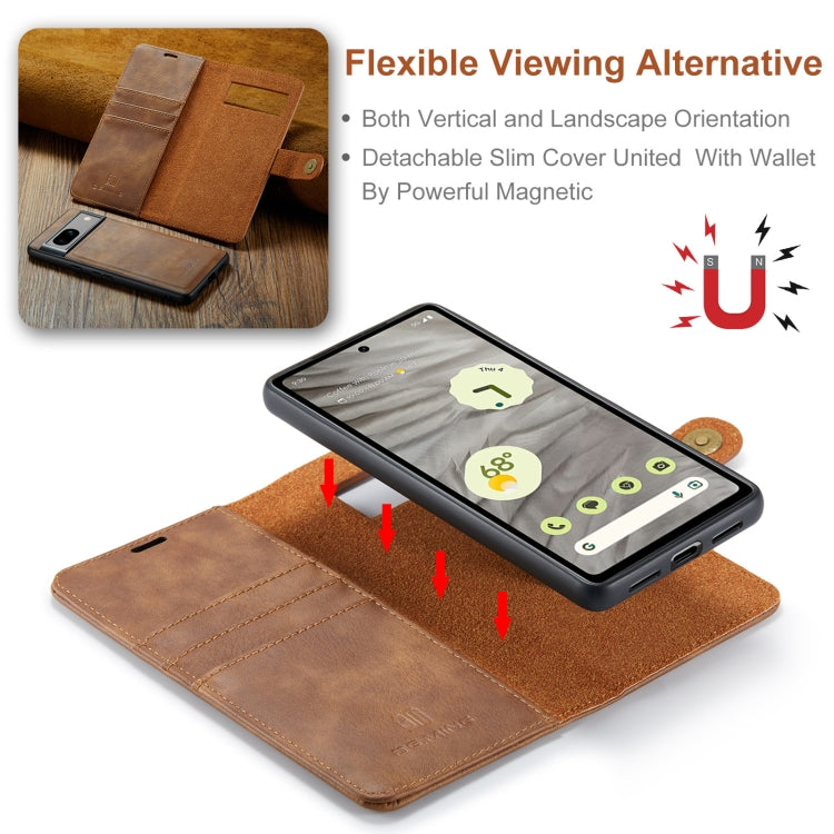 For Google Pixel 7A DG.MING Crazy Horse Texture Detachable Magnetic Leather Phone Case(Brown) - free shipping - PMC TechLife - Order now!
