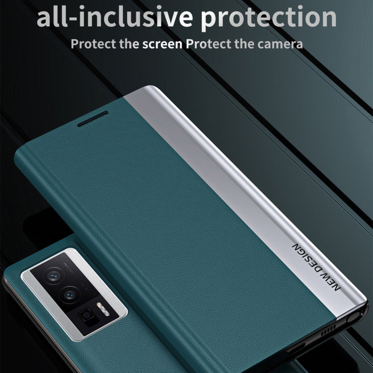 For Xiaomi Poco F5 Pro Side Side Electroplated Magnetic Leather Phone Case(Silver) - Xiaomi Cases by PMC Jewellery | Online Shopping South Africa | PMC Jewellery