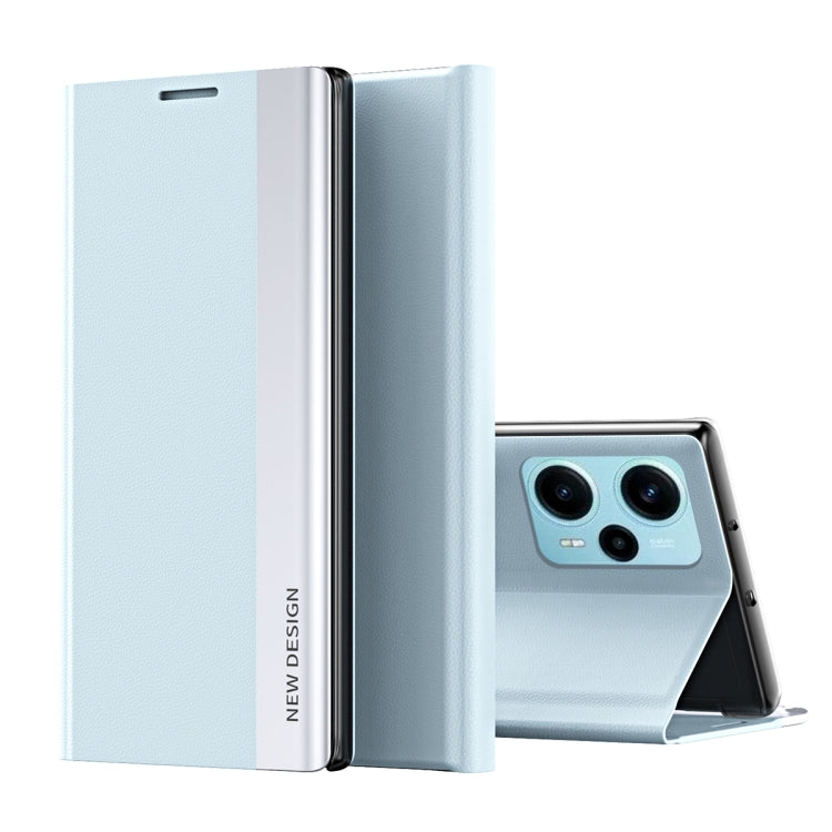 For Xiaomi Poco F5 Side Side Electroplated Magnetic Leather Phone Case(Light Blue) - free shipping - PMC TechLife - Order now!