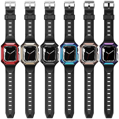 Armor Case Integrated TPU Watch Band For Apple Watch SE 2022 44mm(Black) - Watch Bands by PMC Jewellery | Online Shopping South Africa | PMC Jewellery