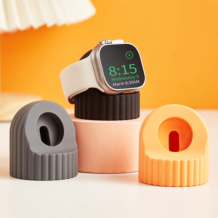 For Apple Watch Wave Pattern Silicone Watch Charging Stand(White) - Charger / Holder by PMC Jewellery | Online Shopping South Africa | PMC Jewellery