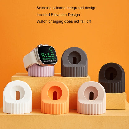 For Apple Watch Wave Pattern Silicone Watch Charging Stand(White) - Charger / Holder by PMC Jewellery | Online Shopping South Africa | PMC Jewellery