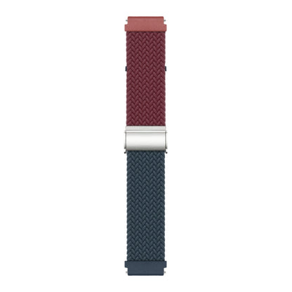 22mm Buckle Braided Nylon Watch Band(Wine Red Blue) - 22mm Bands by PMC Jewellery | Online Shopping South Africa | PMC Jewellery