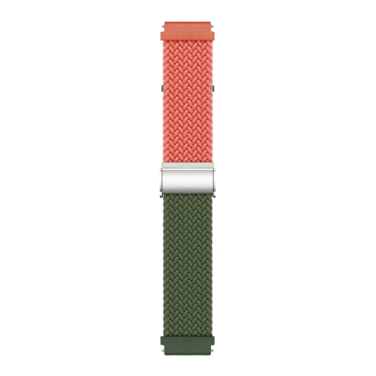 22mm Buckle Braided Nylon Watch Band(Orange Green) - 22mm Bands by PMC TechLife | Online Shopping South Africa | PMC TechLife