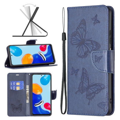 For Xiaomi Redmi Note 12S 4G / Note 11 Two Butterflies Embossing Leather Phone Case(Blue) - Xiaomi Cases by PMC Jewellery | Online Shopping South Africa | PMC Jewellery