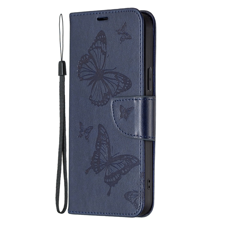 For Xiaomi Redmi Note 12S 4G / Note 11 Two Butterflies Embossing Leather Phone Case(Blue) - Xiaomi Cases by PMC Jewellery | Online Shopping South Africa | PMC Jewellery