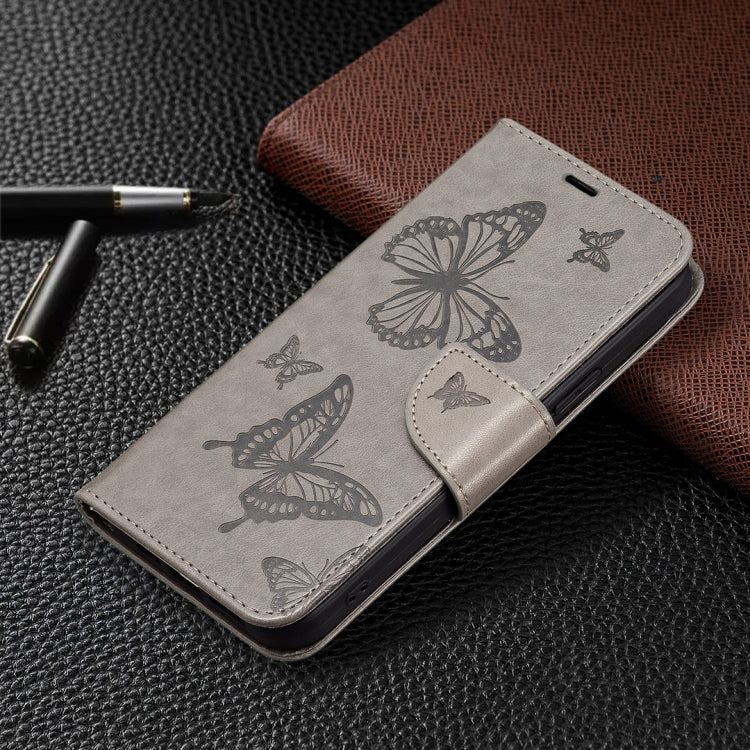 For Xiaomi Redmi Note 12S 4G / Note 11 Two Butterflies Embossing Leather Phone Case(Grey) - Xiaomi Cases by PMC Jewellery | Online Shopping South Africa | PMC Jewellery