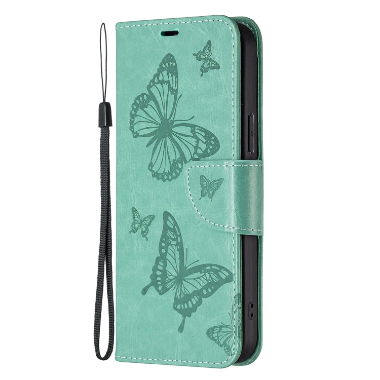 For Xiaomi Civi 3 5G Two Butterflies Embossing Leather Phone Case(Green) - Xiaomi Cases by PMC Jewellery | Online Shopping South Africa | PMC Jewellery