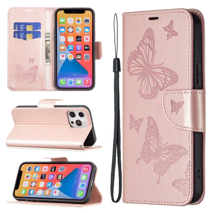 For Xiaomi Redmi 12 4G Two Butterflies Embossing Leather Phone Case(Rose Gold) - Xiaomi Cases by PMC Jewellery | Online Shopping South Africa | PMC Jewellery