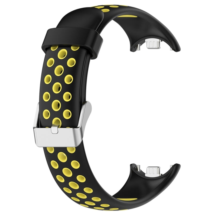 For Xiaomi Mi Band 8 Two-color Steel Plug Silicone Watch Band(Black Yellow) - Watch Bands by PMC Jewellery | Online Shopping South Africa | PMC Jewellery