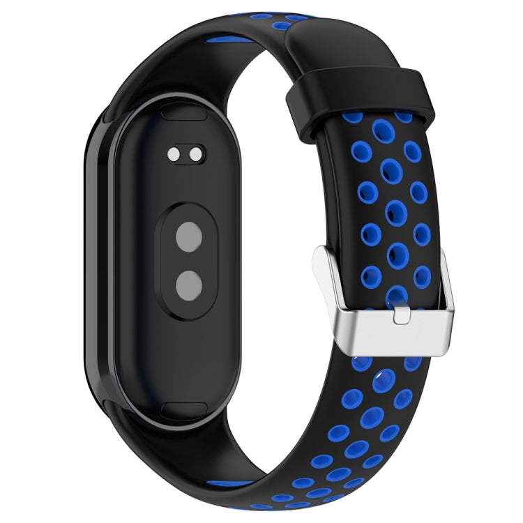 For Xiaomi Mi Band 8 Two-color Steel Plug Silicone Watch Band(Black Blue) - Watch Bands by PMC Jewellery | Online Shopping South Africa | PMC Jewellery