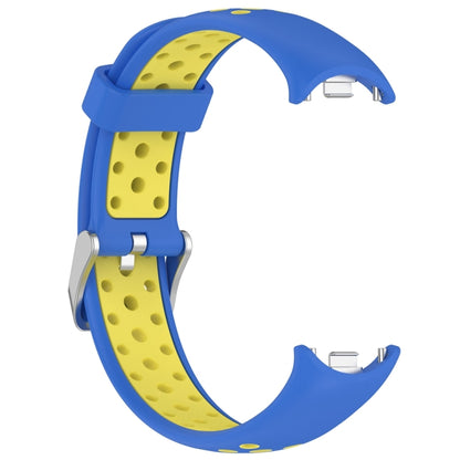 For Xiaomi Mi Band 8 Two-color Steel Plug Silicone Watch Band(Blue Yellow) - Watch Bands by PMC Jewellery | Online Shopping South Africa | PMC Jewellery