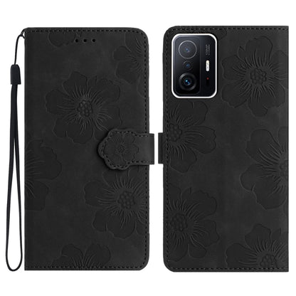 For Xiaomi 11T / 11T Pro Flower Embossing Pattern Leather Phone Case(Black) - Xiaomi Cases by PMC Jewellery | Online Shopping South Africa | PMC Jewellery