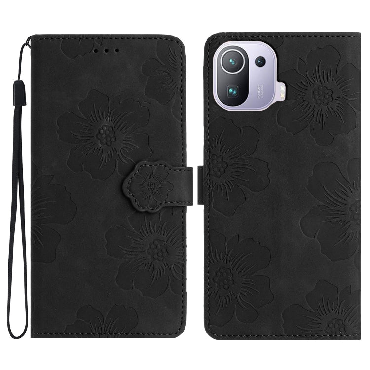 For Xiaomi Mi 11 Pro Flower Embossing Pattern Leather Phone Case(Black) - free shipping - PMC TechLife - Order now!