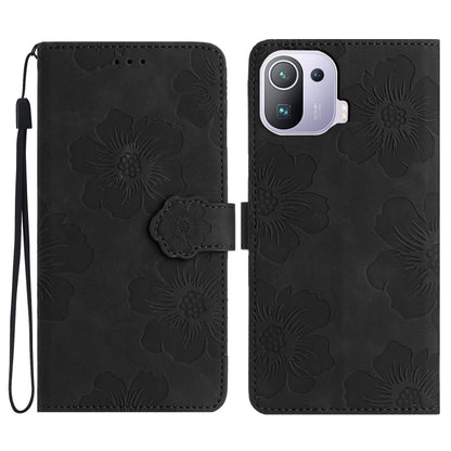 For Xiaomi Mi 11 Pro Flower Embossing Pattern Leather Phone Case(Black) - Xiaomi Cases by PMC Jewellery | Online Shopping South Africa | PMC Jewellery