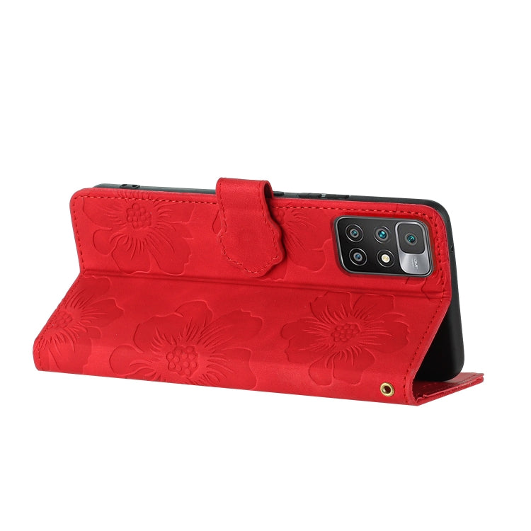 For Xiaomi Redmi 10 Flower Embossing Pattern Leather Phone Case(Red) - free shipping - PMC TechLife - Order now!