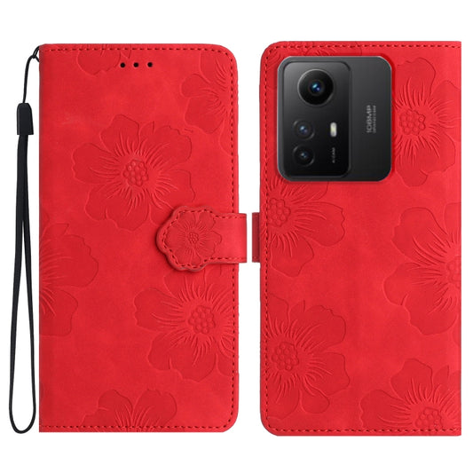 For Xiaomi Redmi Note 12S Flower Embossing Pattern Leather Phone Case(Red) - Xiaomi Cases by PMC Jewellery | Online Shopping South Africa | PMC Jewellery