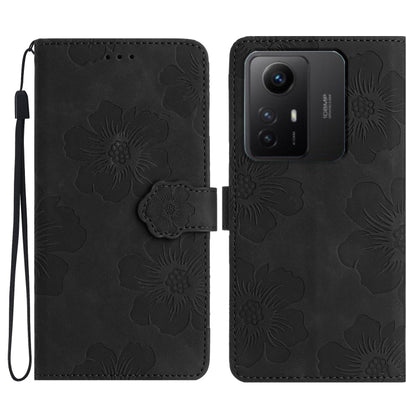 For Xiaomi Redmi Note 12S Flower Embossing Pattern Leather Phone Case(Black) - Xiaomi Cases by PMC Jewellery | Online Shopping South Africa | PMC Jewellery