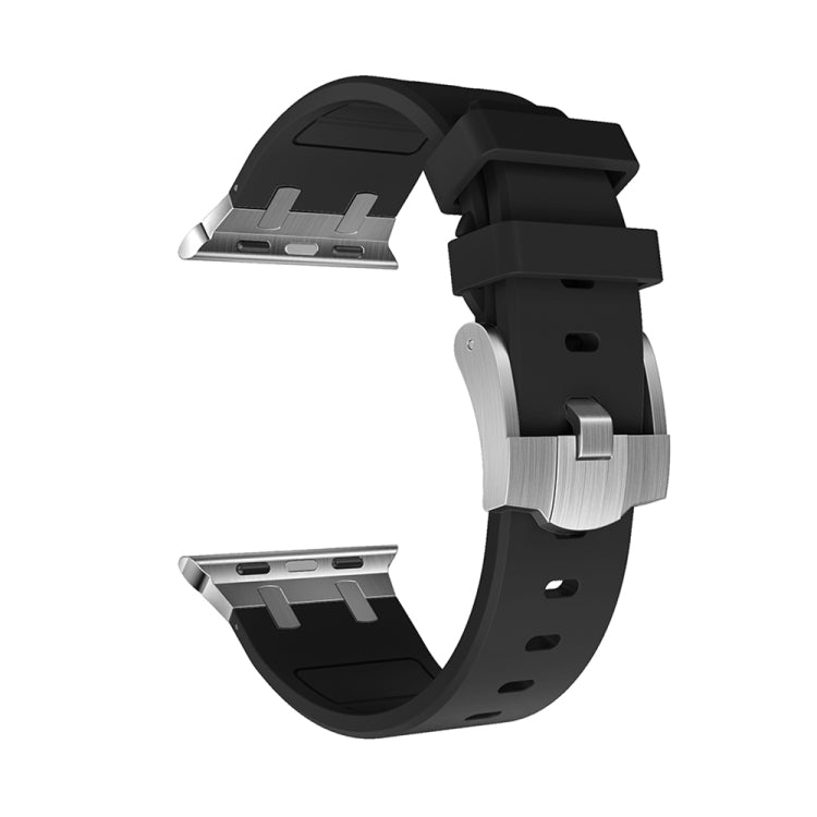 AP Silicone Watch Band For Apple Watch 8 41mm(Silver Black) - Watch Bands by PMC TechLife | Online Shopping South Africa | PMC TechLife